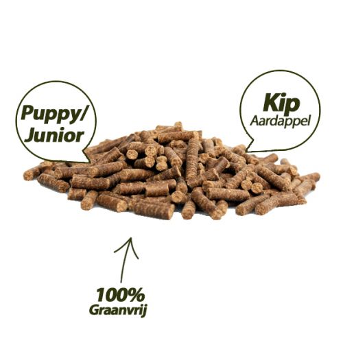 knal bezig Goederen Graanvrij - Superieur (PREMIUM) Geperste Puppy/Junior Kip & Aardappel - 10  kg